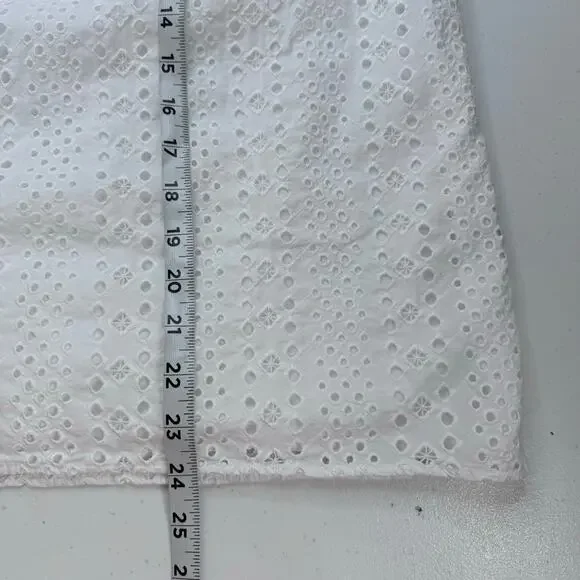 J. Crew Eyelet Lace Ivory White Short Sleeve Top Women's XL Professional Casual - Picture 6 of 7